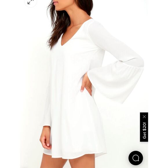 Lulu’s Far Wanderings Ivory Long Sleeve Shift Dress size small - Picture 3 of 14
